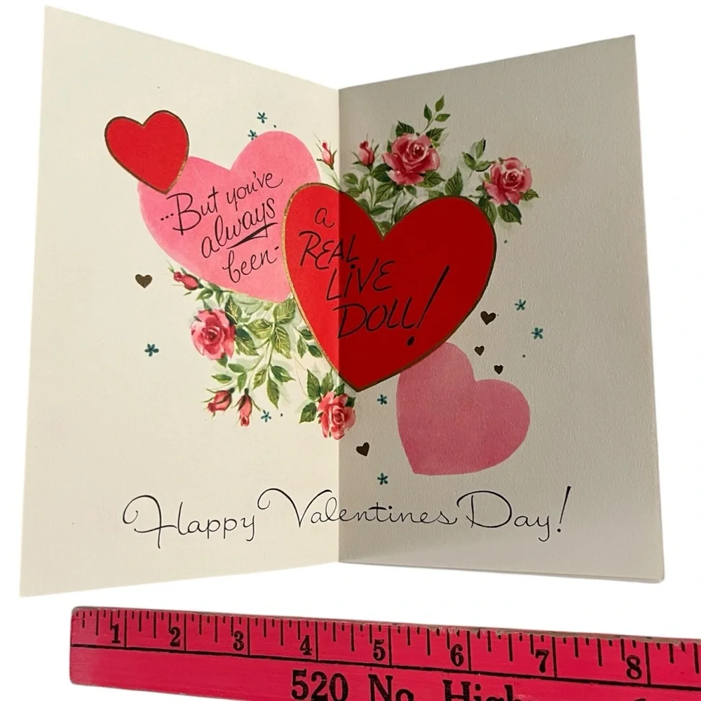 Unused Vintage Sangamon Valentine Greeting Card Woman Under a Parasol Doll